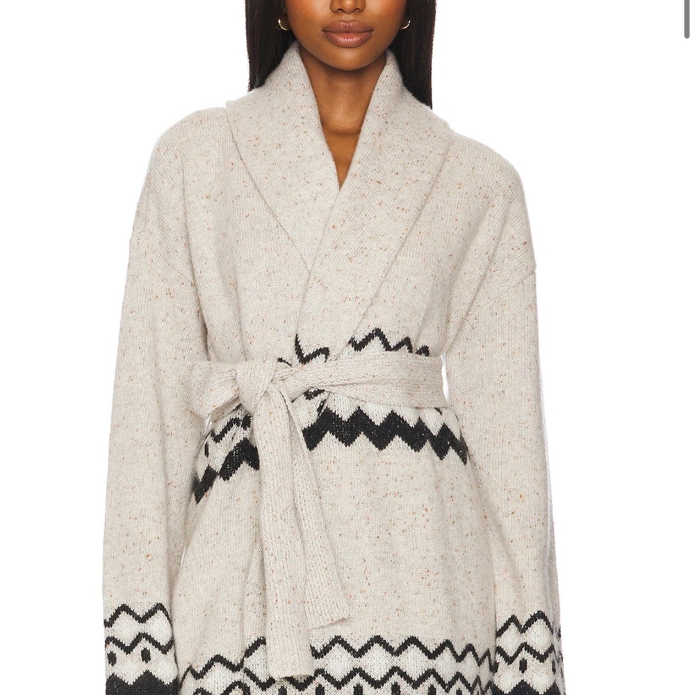 Adley Fairisle Cardigan in Grey Multi